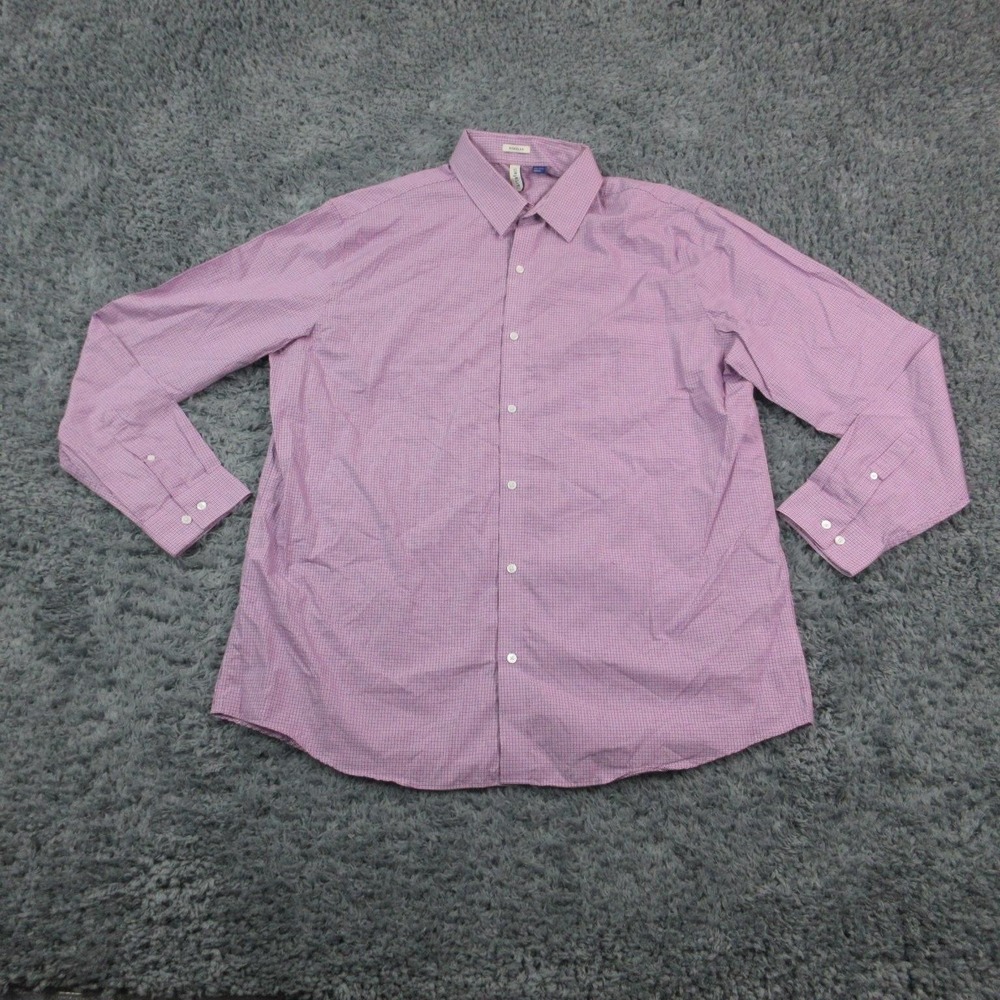 /artefact/ Dress Shirt Mens 2XL Tall Purple Pink Check Button Up Cotton